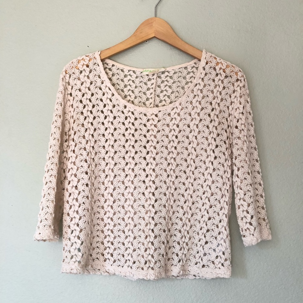 Anthro Staring at Stars Knit Crochet Top XS